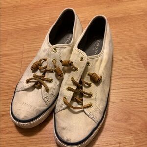 Sperry Women's Off-White Sneakers with Brown Laces